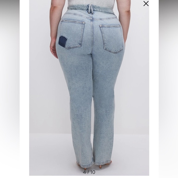 Good American Good Boy Split Hem High Waist Straight Leg Jeans